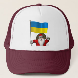 Santa Claus With Ensign Of Ukraine Trucker Hat