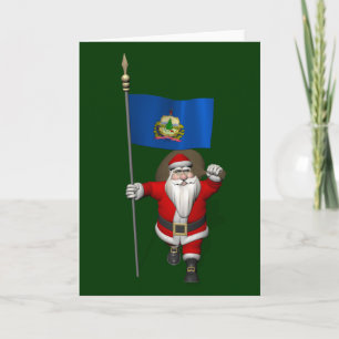 Santa Claus With Ensign Of Vermont Holiday Card