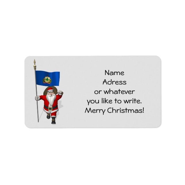 Santa Claus With Ensign Of Vermont Label (Front)