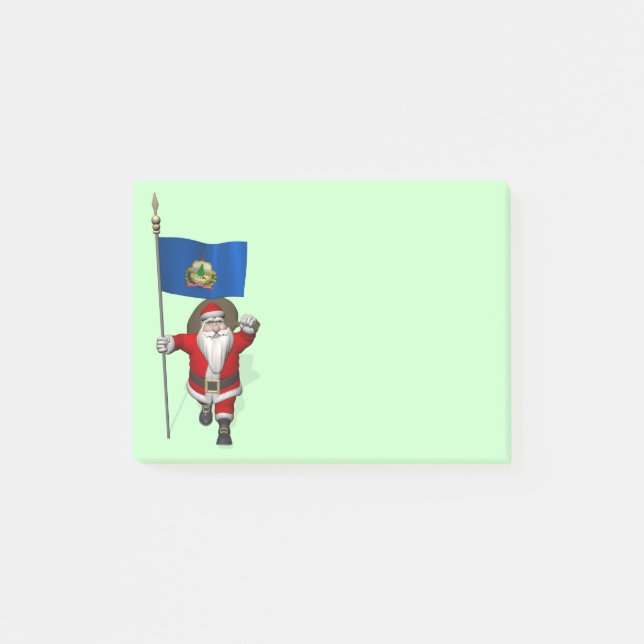 Santa Claus With Ensign Of Vermont Post-it Notes (Front)