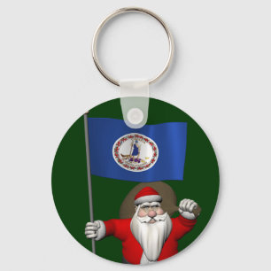 Santa Claus With Ensign Of Virginia Key Ring