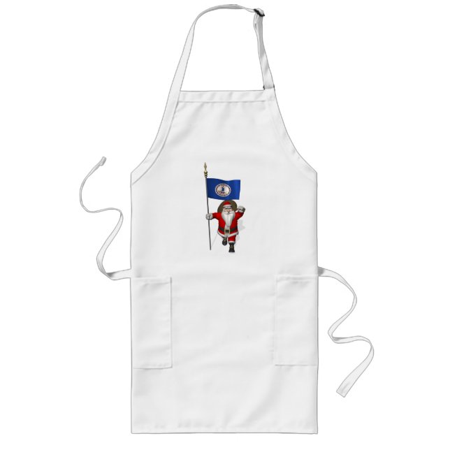Santa Claus With Ensign Of Virginia Long Apron (Front)
