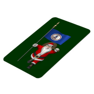 Santa Claus With Ensign Of Virginia Magnet