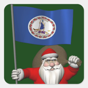 Santa Claus With Ensign Of Virginia Sticker