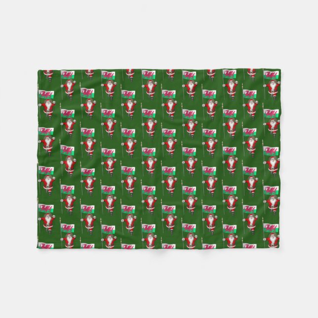 Santa Claus With Ensign Of Wales Fleece Blanket (Front (Horizontal))