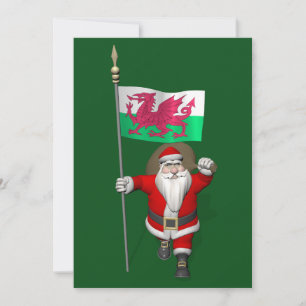 Santa Claus With Ensign Of Wales Holiday Card