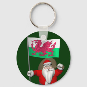 Santa Claus With Ensign Of Wales Key Ring