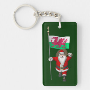 Santa Claus With Ensign Of Wales Key Ring