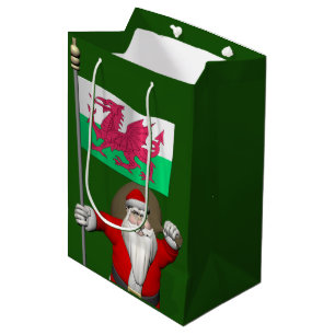 Santa Claus With Ensign Of Wales Medium Gift Bag