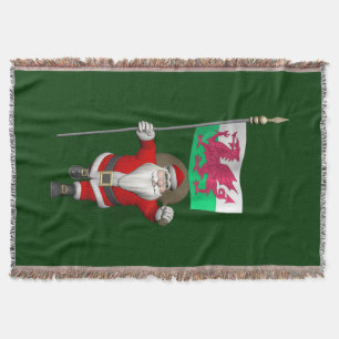 Santa Claus With Ensign Of Wales Throw Blanket