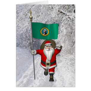 Santa Claus With Ensign Of Washington