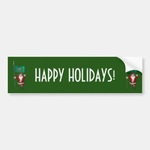 Santa Claus With Ensign Of Washington Bumper Sticker