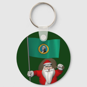 Santa Claus With Ensign Of Washington Key Ring