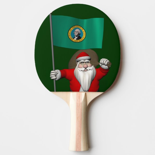 Santa Claus With Ensign Of  Washington Ping Pong Paddle (Front)