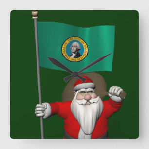 Santa Claus With Ensign Of Washington Square Wall Clock