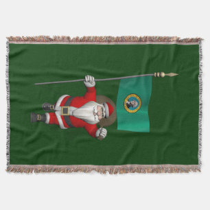 Santa Claus With Ensign Of Washington Throw Blanket