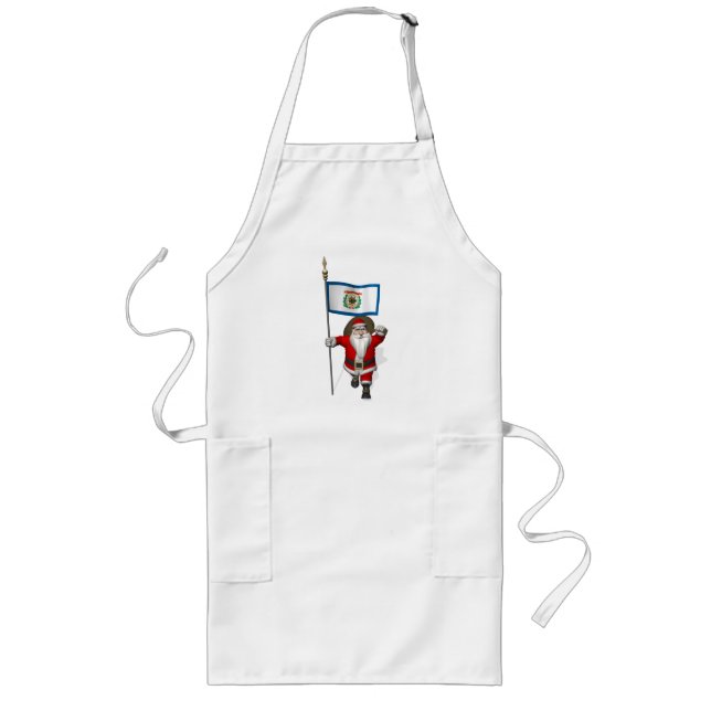 Santa Claus With Ensign Of West Virginia Long Apron (Front)