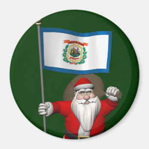 Santa Claus With Ensign Of West Virginia Magnet