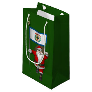 Santa Claus With Ensign Of West Virginia Small Gift Bag