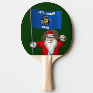 Santa Claus With Ensign Of Wisconsin Ping Pong Paddle