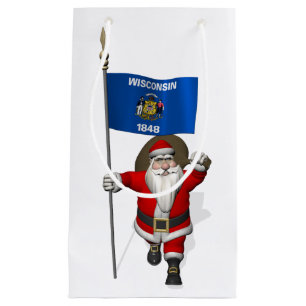 Santa Claus With Ensign Of Wisconsin Small Gift Bag
