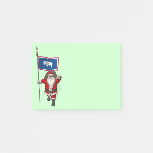 Santa Claus With Ensign Of Wyoming Post-it Notes (Front)