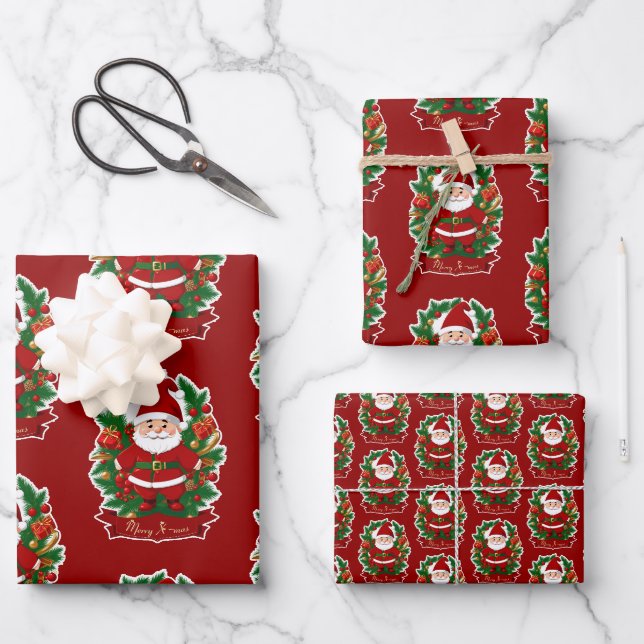 Santa Claus with fir branches -  Wrapping Paper Sheet (Front)