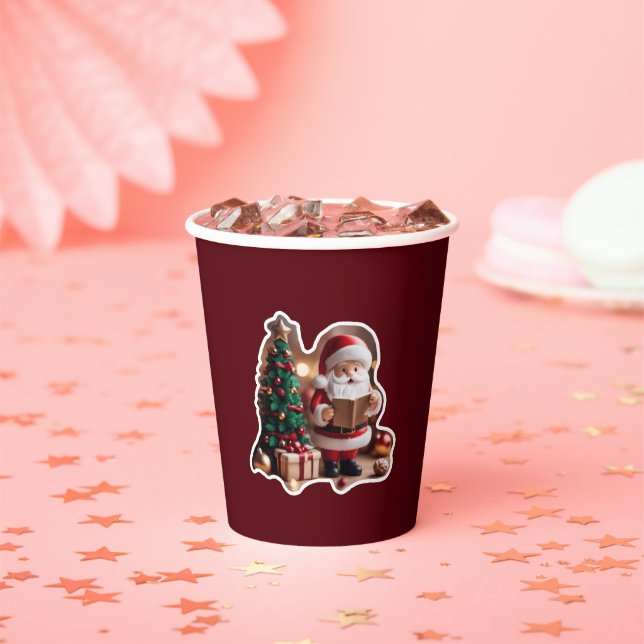 Santa Claus with Fir Tree in 3D -  Paper Cups (Insitu)