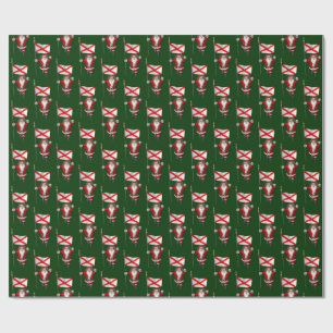 Santa Claus With Flag Of Alabama Wrapping Paper