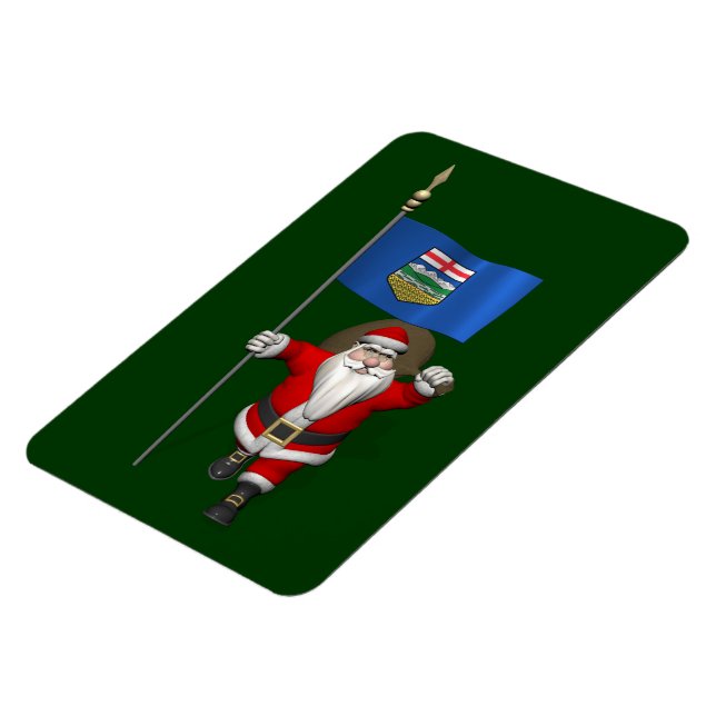 Santa Claus With Flag Of Alberta CDN Magnet (Left Side)