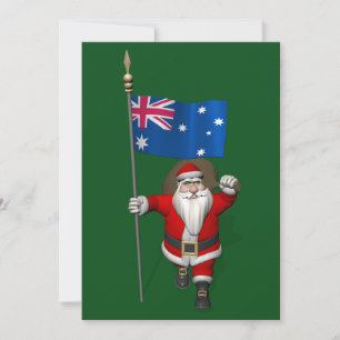 Santa Claus With Flag Of Australia Holiday Card