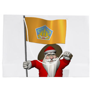 Santa Claus With Flag Of Bali Large Gift Bag