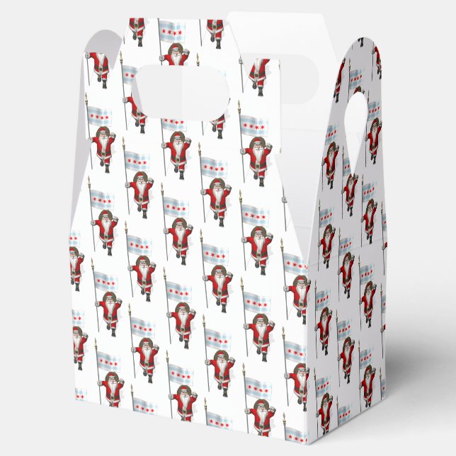 Santa Claus With Flag Of Chicago Favour Box (Opened)
