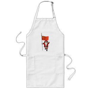 Santa Claus With Flag Of China Long Apron