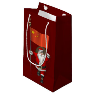 Santa Claus With Flag Of China Small Gift Bag