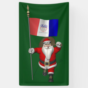 Santa Claus With Flag Of Cleveland Ohio Banner