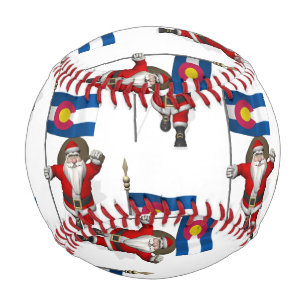 Santa Claus With Flag Of Colorado Baseball