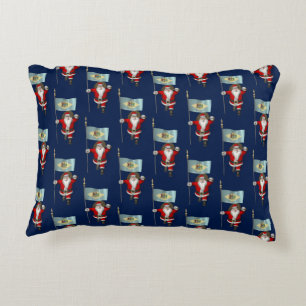 Santa Claus With Flag Of Delaware Decorative Cushion