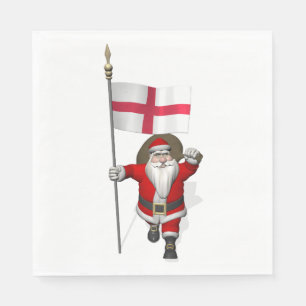 Santa Claus With Flag Of England Napkin