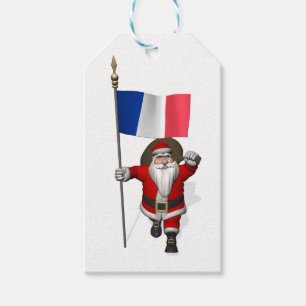 Santa Claus With Flag Of France Gift Tags