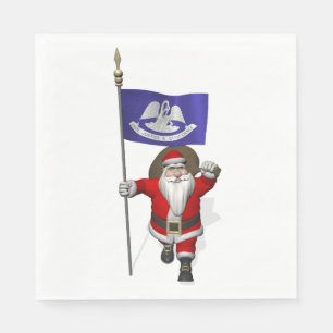 Santa Claus With Flag Of  Louisiana Napkin