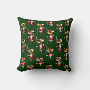 Santa Claus With Flag Of Maryland Cushion