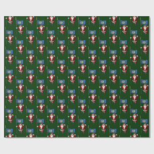 Santa Claus With Flag Of Nebraska Wrapping Paper