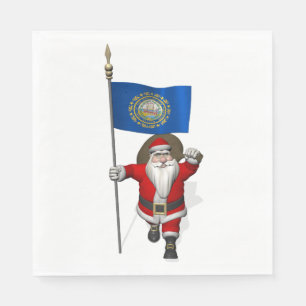 Santa Claus With Flag Of New Hampshire Napkin
