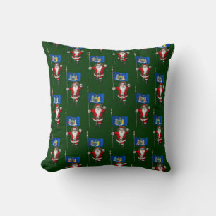 Santa Claus With Flag Of New York US State Cushion