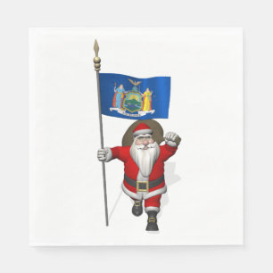 Santa Claus With Flag Of New York US State Napkin