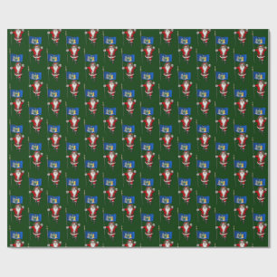 Santa Claus With Flag Of New York US State Wrapping Paper