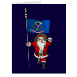 Santa Claus With Flag Of North Dakota
