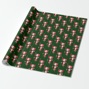 Santa Claus With Flag Of Peru Wrapping Paper