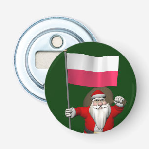 Santa Claus With Flag Of Poland Bottle Opener